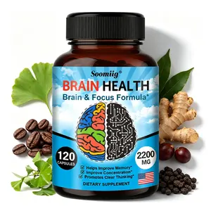 Soomiig Brain Health & Focus Formula - Nootropic Supplement with Ginkgo Biloba, Coffee Fruit Extract & Phosphatidylserine for Memory & Clarity, 120 Capsules