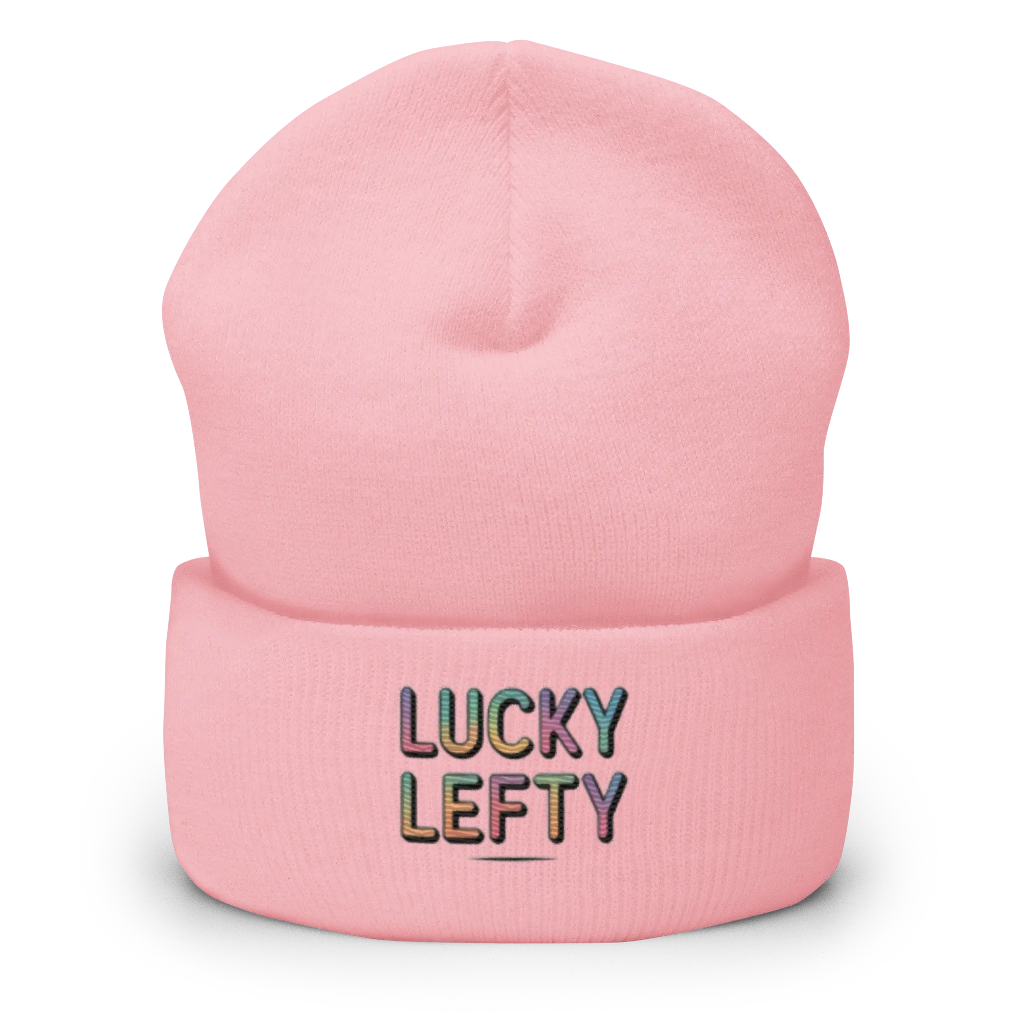 Pink Cuffed Beanie With Embroidered Wordmark