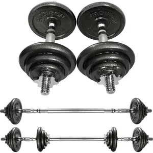 44Lbs Cast Iron Adjustable Dumbbell Set Hand Weight with Solid Dumbbell Handles Changed into Barbell Handily  for Bodybuilding Fitness Weight Lifting   Gym