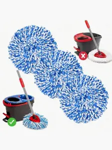 3 Pack Mop Replace Heads For O-Cedar Rinse Clean 2 Tank System, Spin Mop Replacement Head, Fluffy Microfiber O-Cedar Mop Refill Replace Head, Machine Washable, All Hard-Surfaced Floors Cleaning