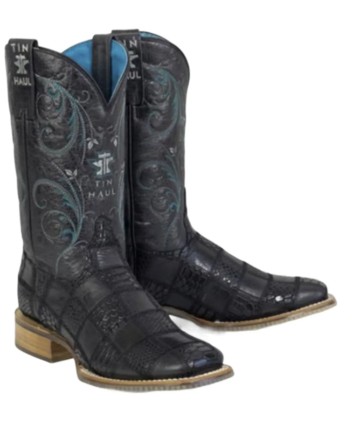 Tin Haul Women's Women'S Checker'D Western Boot Broad Square Toe - 14-021-0007-1561 Bl