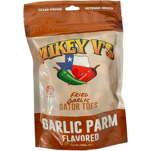 Crispy Savory Garlic Parmesan Gator Toes - Deep-Fried Garlic Snacks, Cheesy Bites, 3 oz Bag