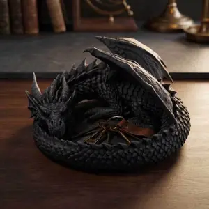 3D Printed Dragon Guardian Jewelry Organizer Vintage Desktop Trinket Dish for Rings Watches Storage