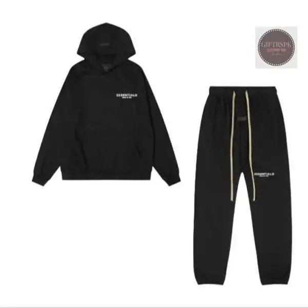 Menswear Unisex 2-Piece Oversized Pullover Hoodie & Joggers Set, Cozy Fleece Black Streetwear Tracksuit, Casual Loungewear, S-5XL