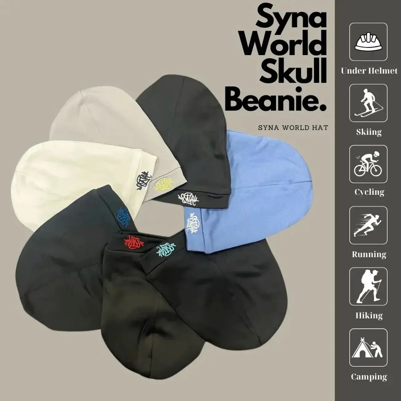 SynaWorld Skull Beanie 2026 New Knitting Syna Beanie Hat Men Women Paragraph Quality hat Y2k Warm Beanies Syna Running Cap