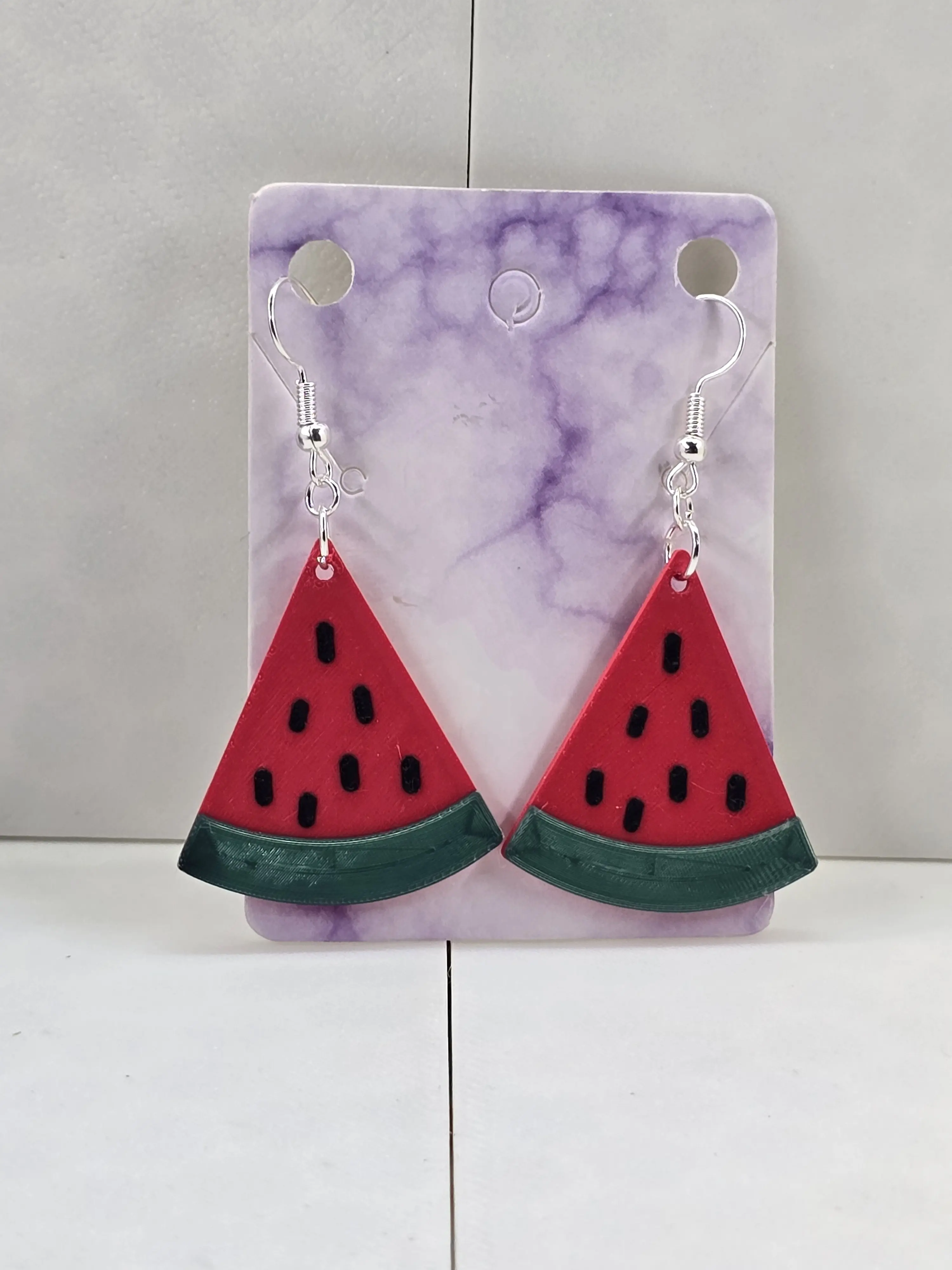 Watermelon Slice 3D Printed Earrings - Unique Design, Lightweight, Ideal for Everyday Wear