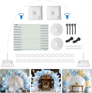 AXHJ Balloon Arch Kit, 7.4FT High&10FT Wide Fiber Balloon Arch Stand Frame with Bases and Bag DIY Wedding Birthday Baby Shower Decorations, Wihte