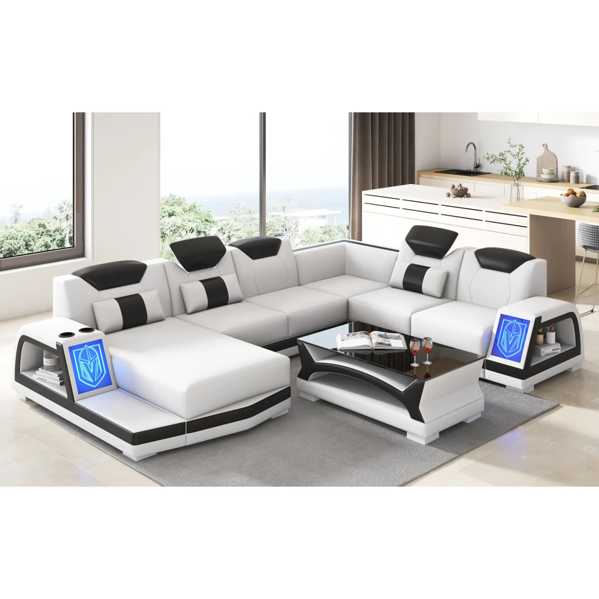 Vincenzo Futuristic Modern Sectional With Illuminating LED Customize Design