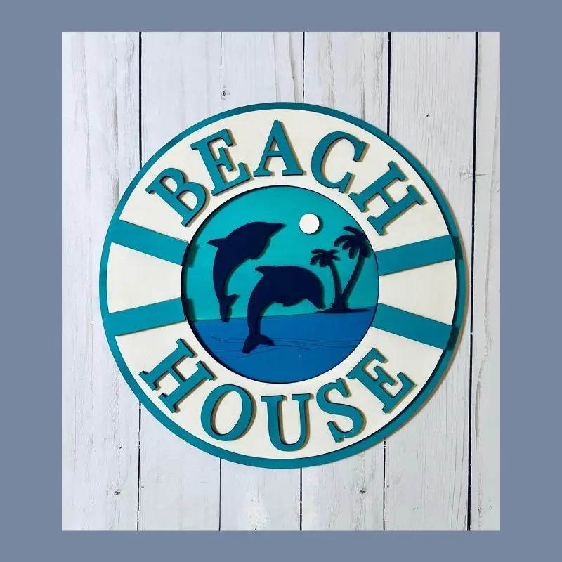 Beach House Laser-Cut DIY 3D Craft Kit - with Island, Palm Trees, and Dolphins
