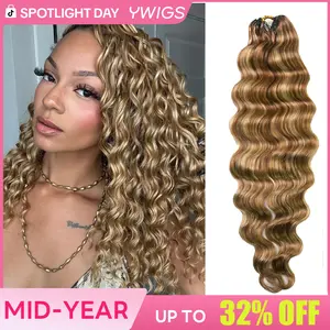 YWIGS Brown Crochet Human Hair for Miracle Knots Boho Braids #4/27/30, #27/30/613 Blend Color Crochet Hair Pre-Separated Loose Deep Wave Crochet Hair Human Hair #DealsForYouDays #spotlightday