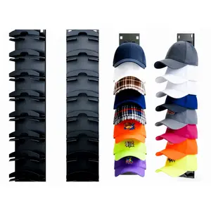 2 Pack Hat Organizer Wall-Mounted Baseball Cap Organizer - Adhesive/Drill-In Dual Installation, 20-Cap Capacity,  Closet Storage(13.9*2.3inch),Bedroom Easy Access Installation