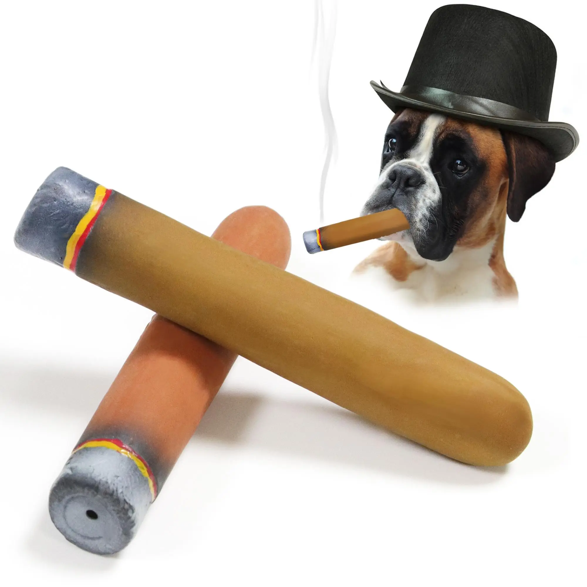 Squeaky Cigar Toy, 1 Count Latex Interactive Dog Toy, Funny Imitate Cigar Chew Toy for Puppy Teething Small Medium Breeds, Dog & Cat Accessories