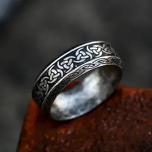 GTHIC Triskele Ring Triple Horn of Odin Stainless Steel Viking Ring Norse Accessories for Daily Wear