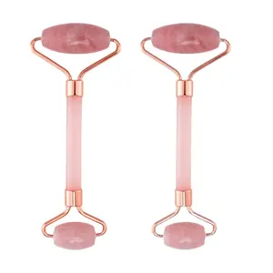 Unisex 2 Pack Rose Quartz Roller - Anti-Aging Face, Eye & Body Beauty Roller