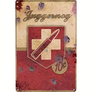 Metal Signs,"juggernog", (8x12 Inch/20cm * 30cm), Funny Cartoon Vintage Plaque Decor Wall Art, Wall Decor, Room Decor, Home Decor, Restaurant Decor, Bar Decor, Garage Decor, Water-proof, Dust-proof