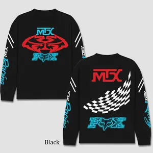 Fox Racing x MTX Racing Men's Long Sleeve T-shirt, Motocross World Championship Enthusiast, Apparel Streetwear Racing Team, Motocross Motobike Riders Supermotor MotoGear Clothing, Off-Road Fan Cotton For Dirt Bike Fan