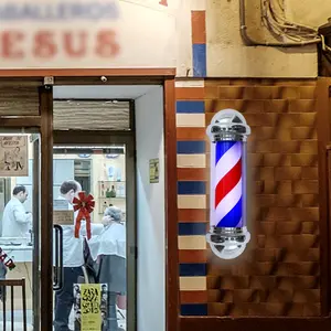 BarberPub Barber Pole Rotating LED Strips Metal Hair Salon Sign- Lightweight Stainless L016 BarberPub Barber Pole Rotating LED Strips Metal Hair Salon Sign- Lightweight Stainless L016