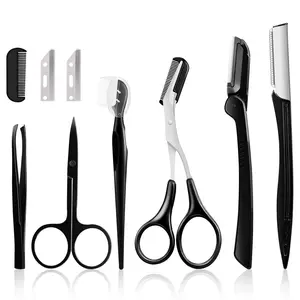 Eyebrow Grooming Kit 9 in 1 Dermaplaning Face Shaver Exfoliating Facial Tool Multipurpose Beauty Kit for Women Facial Hair Removal
