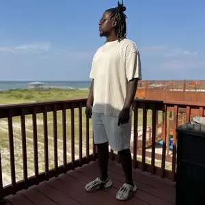 Men’s Streetwear 2-Piece Set – Soft Textured Knit Oversized Tee & Drawstring Shorts, Casual Summer Outfit