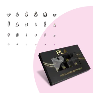 PLA Nail Gems Box | Rhinestones | 24 Unique Shapes | 10 Shades Available | Top Coat + Wax Pen Included!