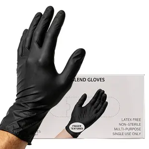 5mil Black Nitrile Gloves,Very thick and substantial 10mil  Heavy Duty Soft Disposable Gloves, 100 Count Latex Free Powder Free Reusable Gloves for Cleaning, Auto Repair, Food Processing, Tattoo, Hair Dye, Kitchen, Salon, Gardening (M-XL Sizes)