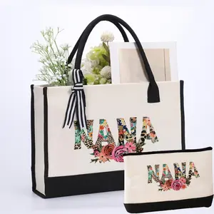 Large Printed Canvas Tote Shoulder Bag, Stylish & Spacious Organizer with Mini Pouches, Perfect for Daily Use, Carry Everything in Style