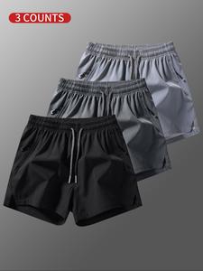 men's plain solid color drawstring pocket shorts, mens clothing, athleisure casual elastic waist pockets shorts for summer, breathable men's athletic bottoms for daily wear, summer shorts,  shorts for men
