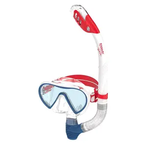 Speedo Adult Mask Snorkel Set - Red/White/Blue: Polycarbonate, Silicone & Rubber Speedo Adult Mask Snorkel Set - Red/White/Blue: Polycarbonate, Silicone & Rubber