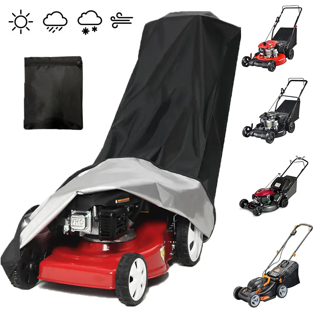HOMEYA Outdoor Push Lawn Mower Cover, Waterproof UV & Tear-Resistant with Drawstring & Storage Bag & Heavy Duty Universal for Most Push Lawn Mowers, Black