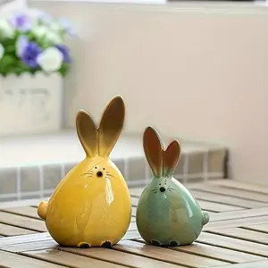 Fashion Resin Rabbit Crafts, Figurines, Hand-In-Hand Rabbits, Elegant Decorative Design for Cozy Corners, Living Room Decoration, Create Joyful Atmosphere