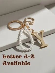 Elegant Pearl Letter Keychain, A-Z Alphabet Pendant, Detachable Fashion Alloy Keyring, Backpack Charm, Car Key Holder