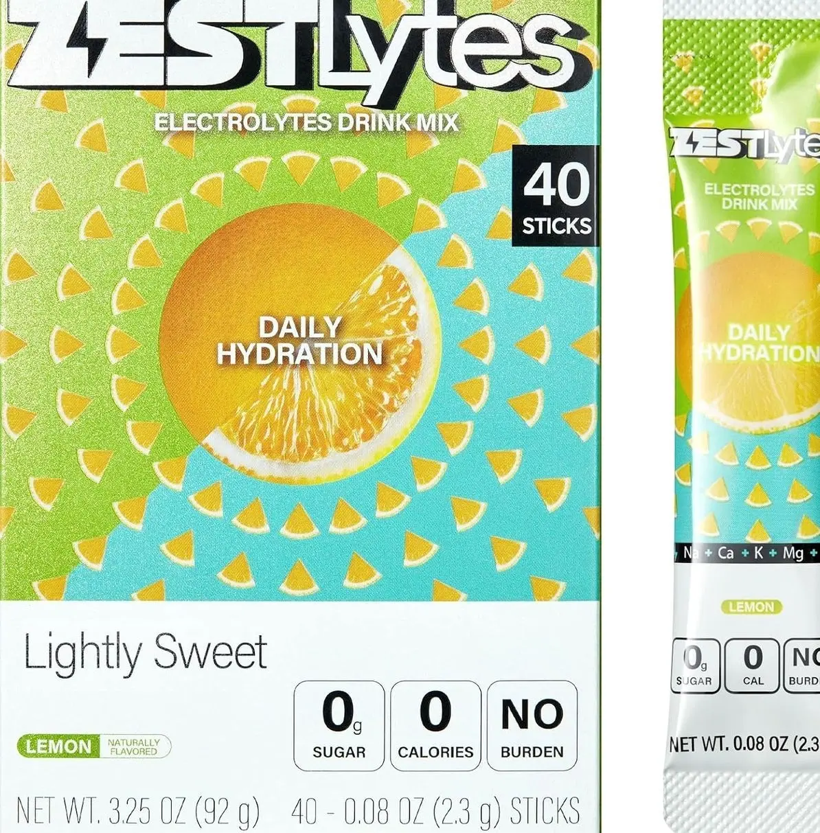 Sugar Free & 0 Calorie Electrolyte Hydration Packets, 40 Sticks Lightly Sweet & Salty Lemon Electrolyte Powder Drink Mix, Daily Liquid Hydration IV Flavors | 5 Vitamins | 5 Electrolytes