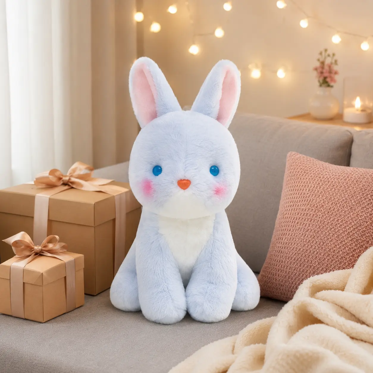 SNOWOLF 11.8in Cute Bunny Rabbit Stuffed Animal - Soft PP Cotton Plush Toy with Unique Sitting Posture, Ideal Gift for Girls on Valentine's Day