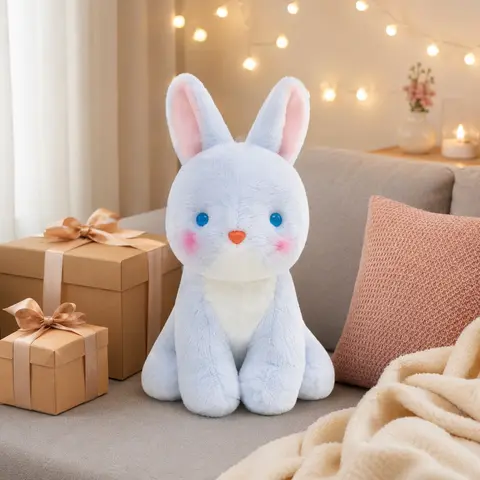 SNOWOLF 11.8in Stuffed Bunny Rabbit Toy - Stuffedanimals, Bunny Stuffy, Cute Animal Aesthetic, Soft Velvety Plush, Fluffy 3D Fill, Firm PP Cotton, Candy-Like Colors, Unique Sitting Pose, Unisex Valentine’s Day Gift for Collectors