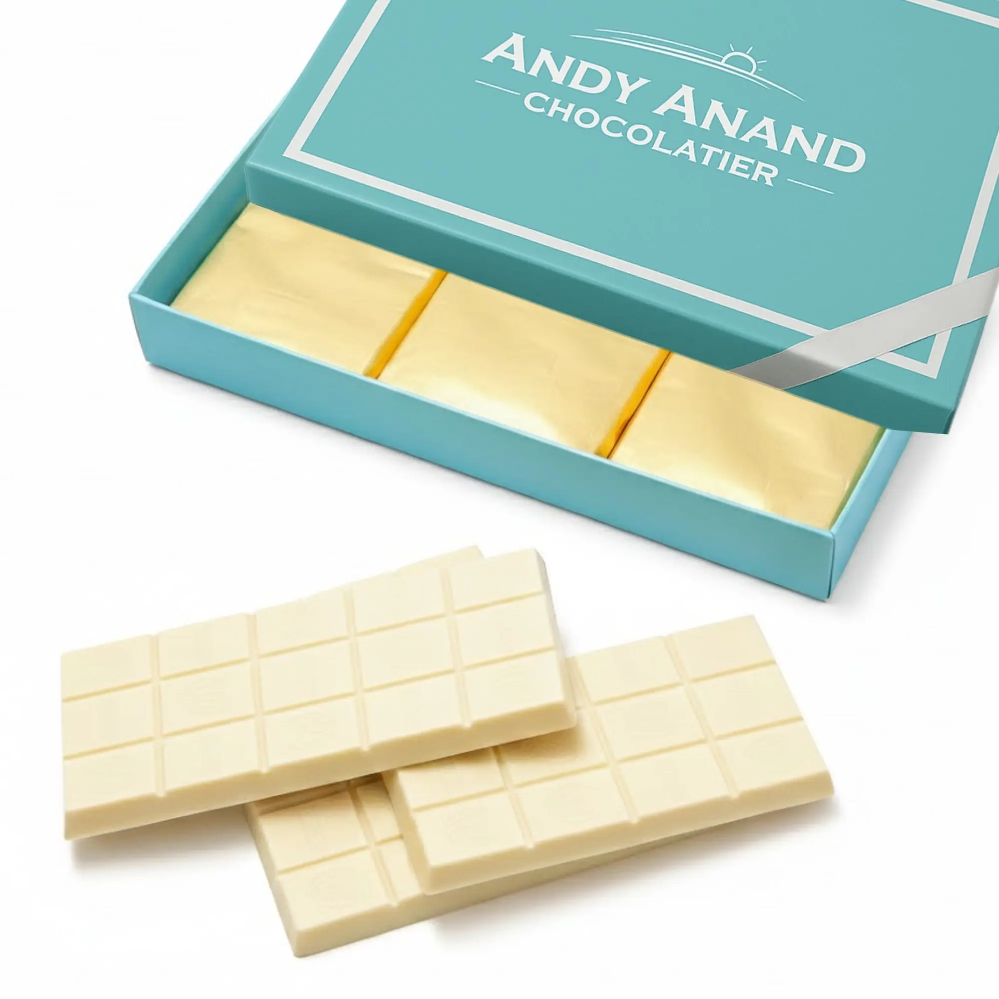 Andy Anand Sugar-Free 60% Cacao Belgian White Chocolate Bars, 3 pc – Stevia Sweetened, Keto & Diabetic-Friendly, Birthday & Holiday Gift