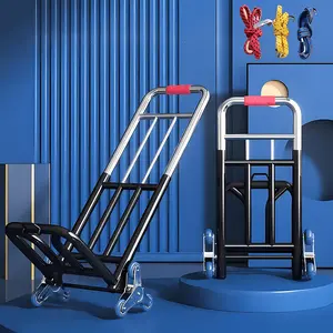 1 Heavy Duty Folding Hand Truck Adjustable Buckle Gear Stair Climbing Wheels Portable Lift Cart for Transport Shopping