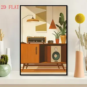 2D Flat, 1pc Vintage Retro Poster - Mid-Century Modern Decor with Warm Brown/Beige/Black/Gray Palette -Frameless Poster Print for Living Room, Bedroom, Office, Cafe - Ready-to-Hang Home Decoration Gift, Art Wall Decor, Office Artwork, 2D Flat