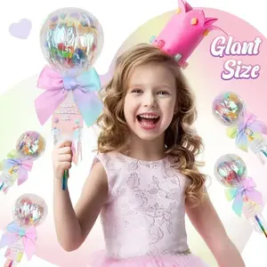 Party 24-Pack Giant Lollipop Valentine's Day Set with Rainbow Pencils & Candy Lollipop-Shaped Containers for School Parties & Classroom Gifts Perfect for Boys and Girls Christmas Stationery Kids Halloween Sticker Eraser Stamper Heart Card