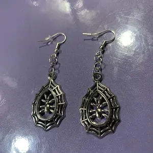 Spider with Web Earrings - Metallic Design, Elegant and Stylish Accessory
