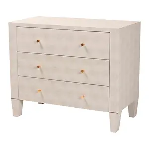 Baxton Studio Leyna Modern Storage Cabinet, 3-Drawer, Brass