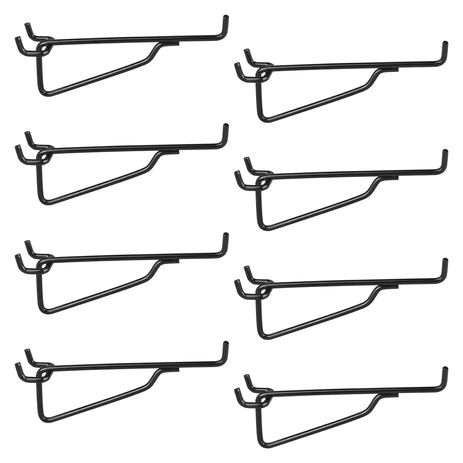 Pegboard Shelf Hooks  8pack 6" Black Metal Utility Hook Set 1/4 Inch Peg Board Organizer Accessories Shelves And Baskets Brackets Display Storage Rack For Garage Workbench Art Craft Room Office