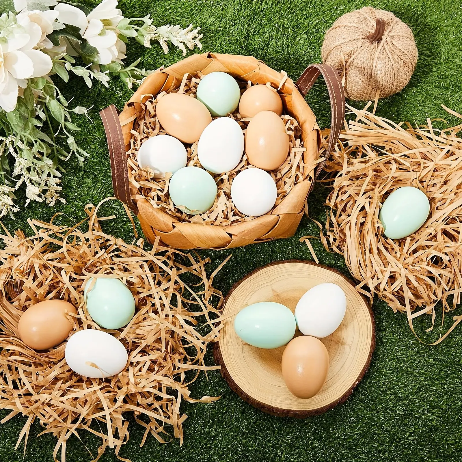 10/20pcs Realistic Easter Wooden Eggs - Reusable Birdhouse Accessories, Poultry Pecking Toys, Perfect for Easter Crafts and Painting