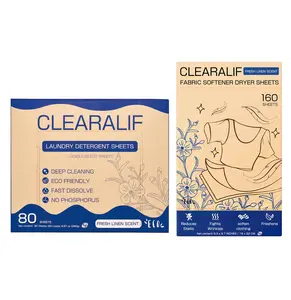 CLEARALIF All-in-One Laundry Detergent Sheets Kit, Multiple Scents, 160 Loads Laundry Sheets + 160 Drying Sheets, Great for Travel, Eco-Friendly & Hypoallergenic