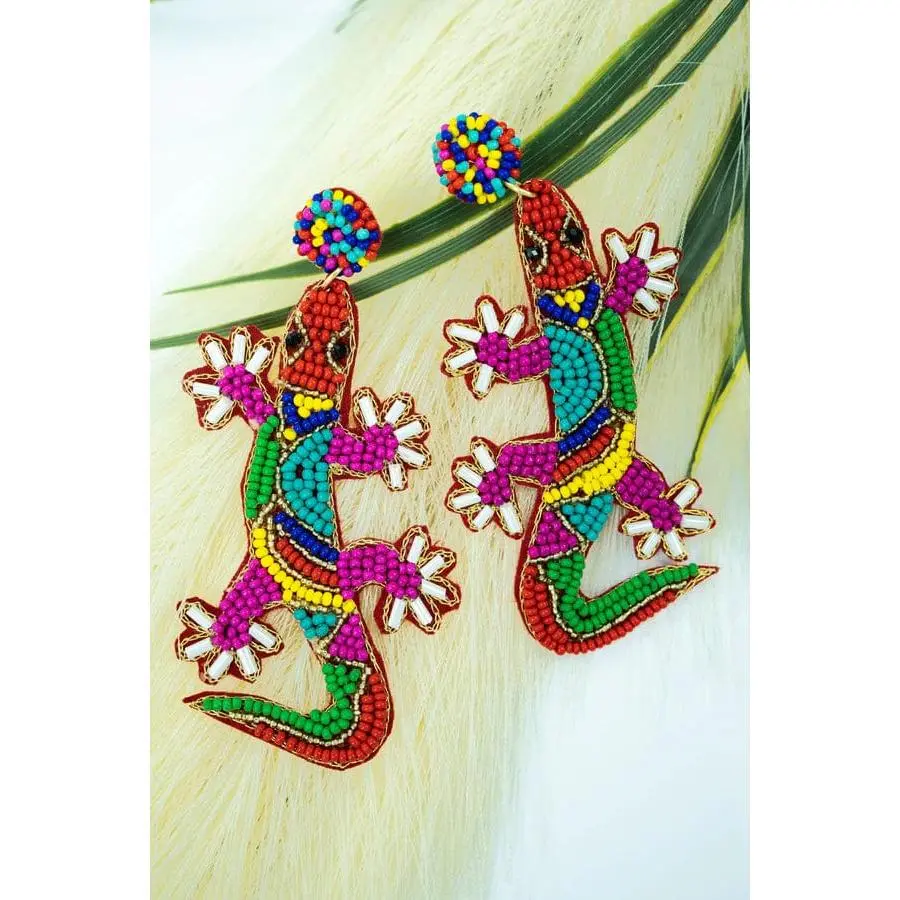 Lizard Summer Fiesta beaded EARRINGS
