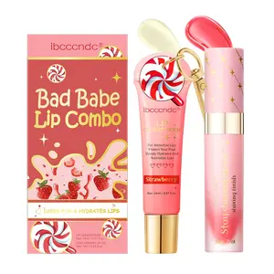 Strawberry Gentle Lip Care Makeup Set, Sweet Strawberry Scented Lip Oil, Lip Color & Hydrating Moisturizing Balm Moisturizer Combo, Perfect Gift for Women & Girls