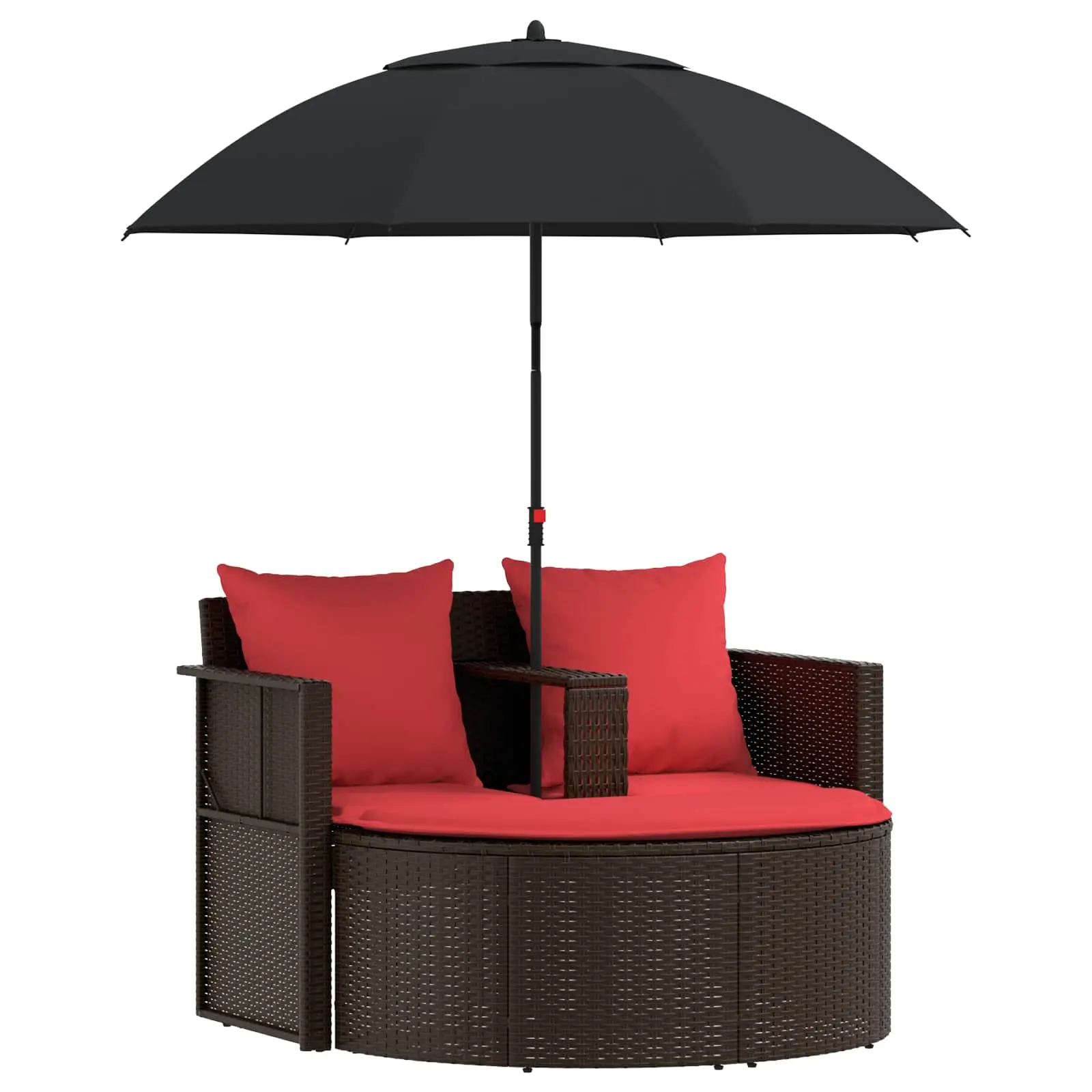 vidaXL Garden Sofa Brown and Red 66.14 x 66.14 x 70.87 in Poly Rattan, Garden Sofa, tough and weatherproof, perfect for comfy outdoor chilling, sleek patio seating 42025902