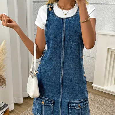 white christmas dresses Denim Midi Fit & Flare Dress | CasualVacation