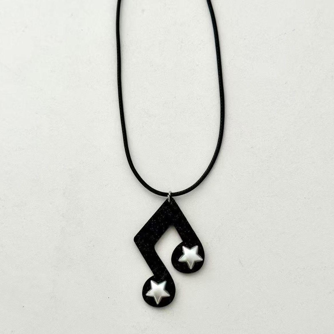 Y2K Sweet Girl Star Music Note Necklace Piano Melody Choker Cute Aesthetic Jewelry for Fans of Y2K Fashion and Music Lovers