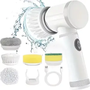Electric Spin Scrubber Cordless with 5 Replaceable Brush Heads for Efficient Cleaning Tools