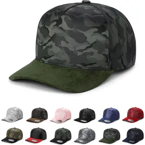 Camo Snapback Baseball Cap with Suede Visor – Adjustable One Size Fits Most for Men & Women